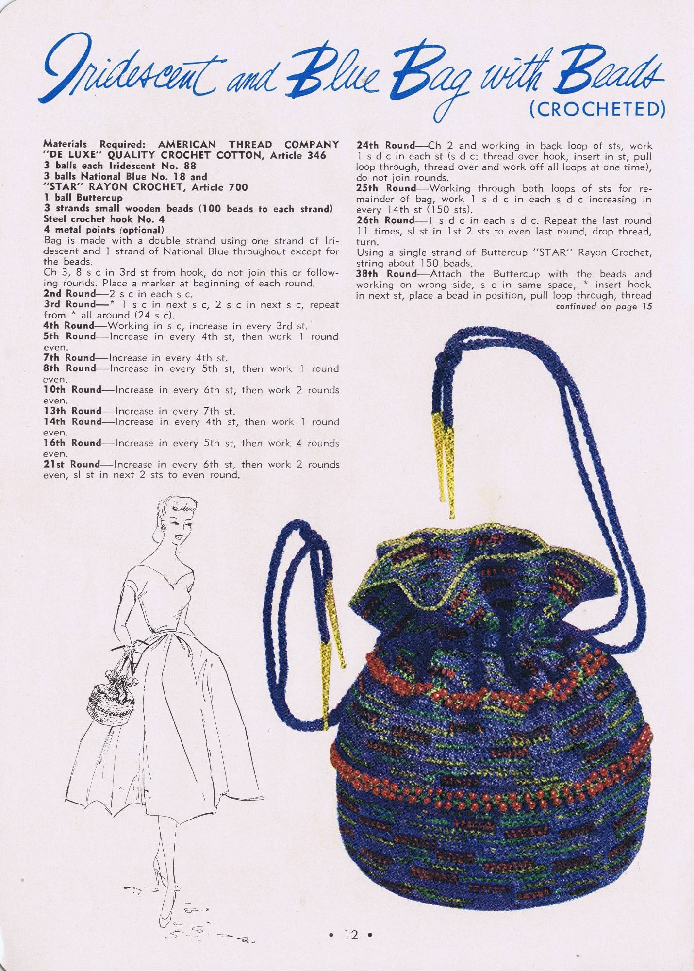 Crochet Calot Envelope Purse Pattern is Vintage 1950