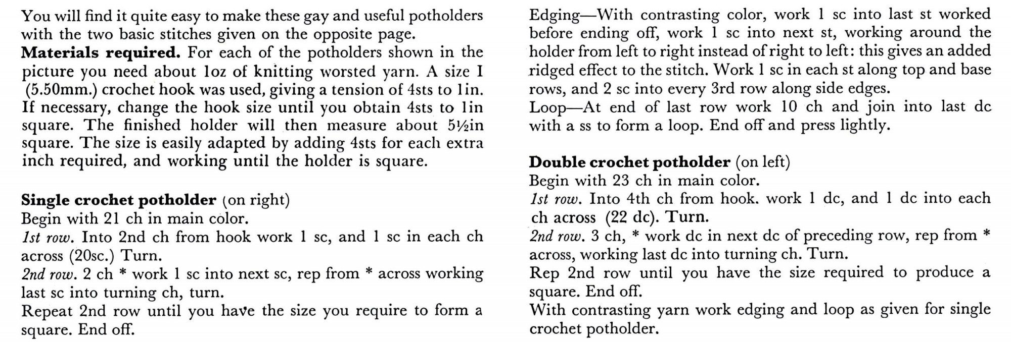 crochet potholder instructions