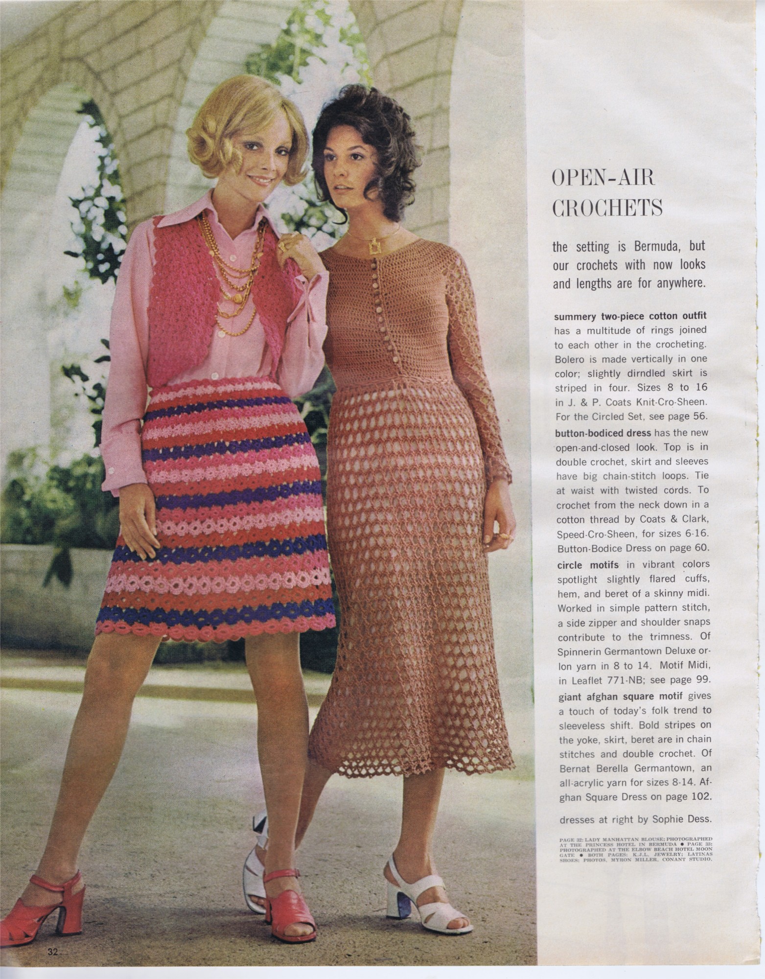 two piece bolero skirt coats clark size 8-16 crochet pattern button bodice dress leaflet 771 NB spinnerin