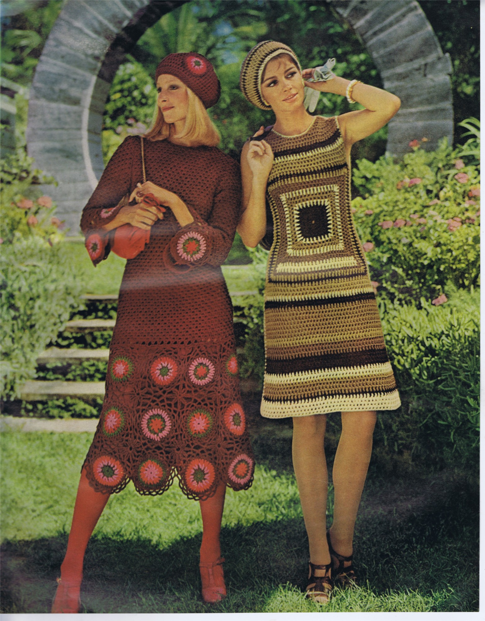 afghan square dress bernat size 8-14 crochet pattern motif midi leaflet 771 NB