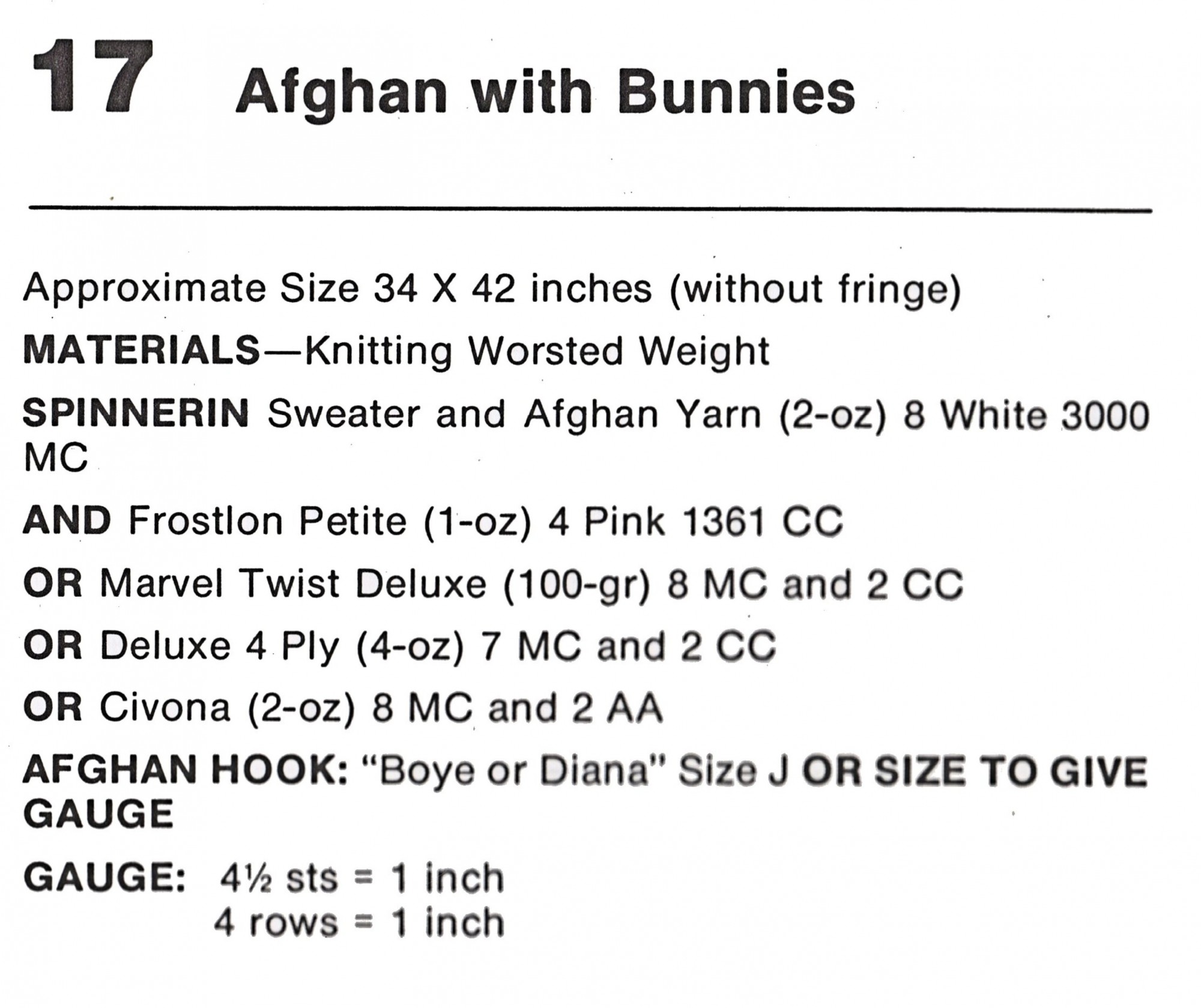 bunny afghan knitting pattern vintage 60s