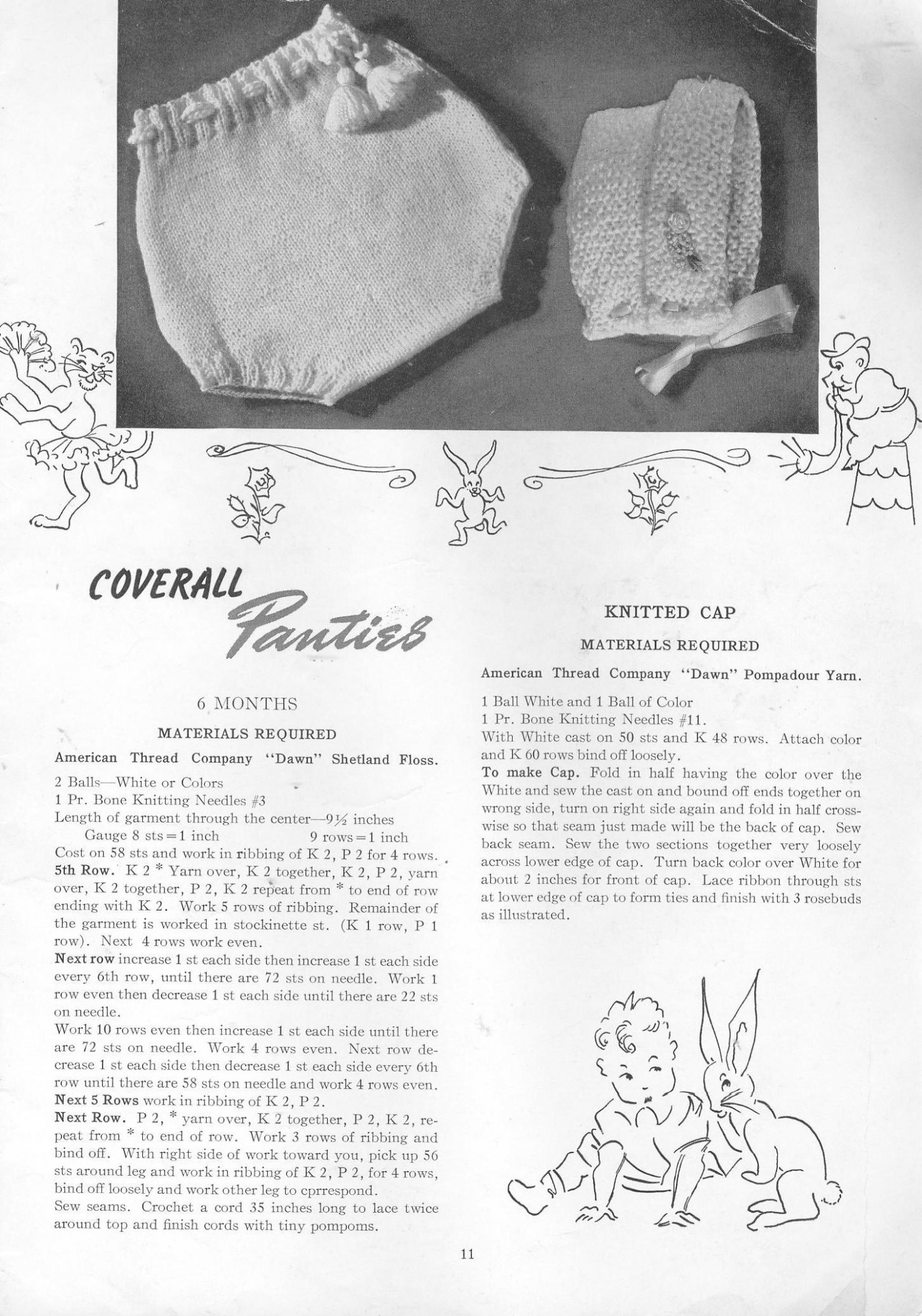 vintage patterns baby panties cap knitting pattern