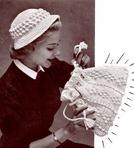 Crocheted Hat & Bag - free vintage pattern originally published in Today's Crochet Book, Book No. 115.