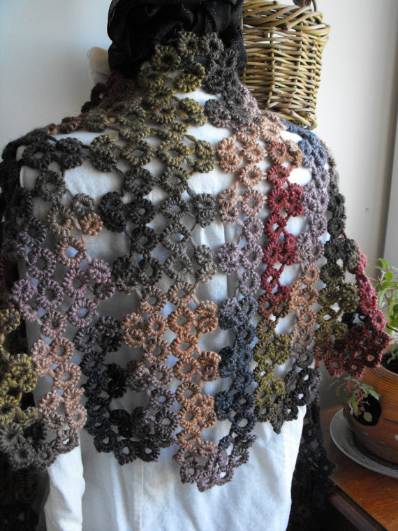 Forest Floor Needle Tatted Lace Soy Wool Shawl by tattingforspirit, $140.00