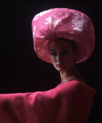 Pink chiffon lantern hat by Pierre Cardin 1962.