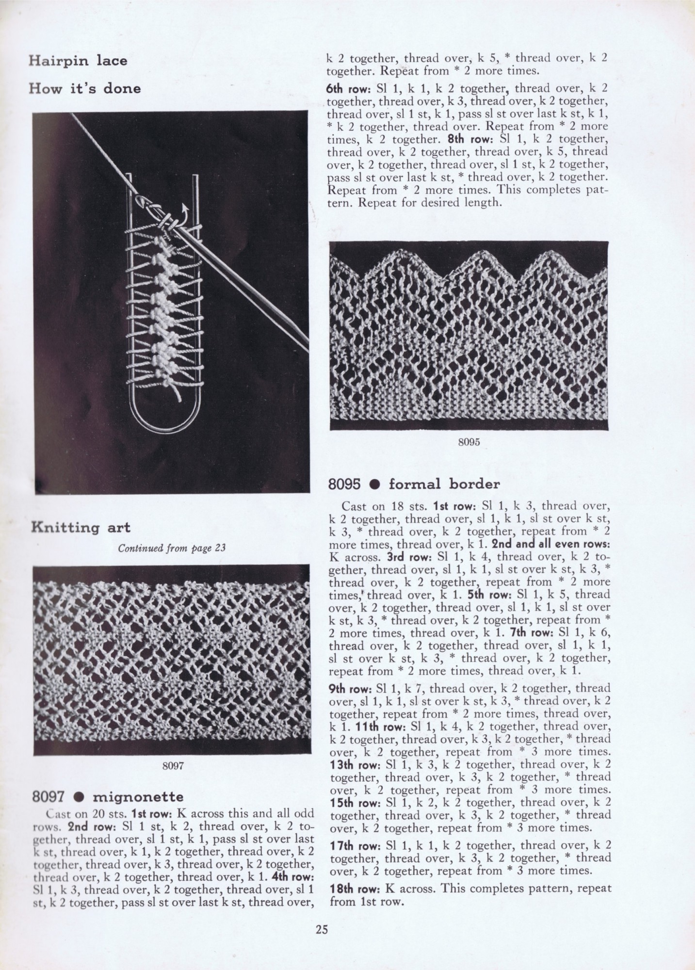 hairpin lace vintage patterns edgings | knitting patterns