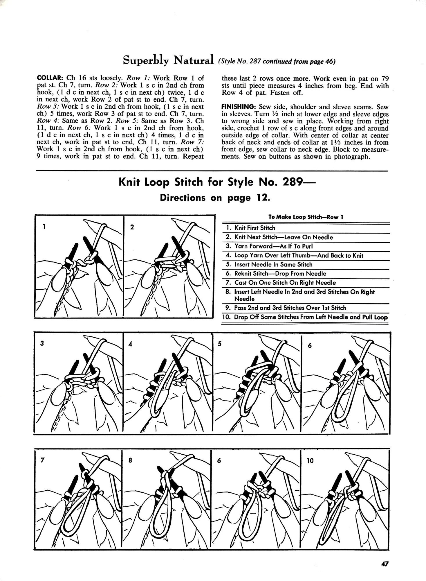 How to Knit the Loop Stitch for Style No. 289