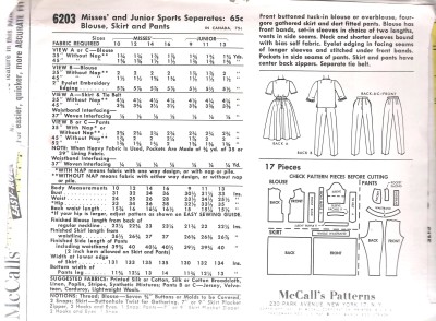 6203 Mccalls dress vintage sewing pattern pants blouse