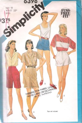 6398 simplicity sewing pattern shorts three lengths