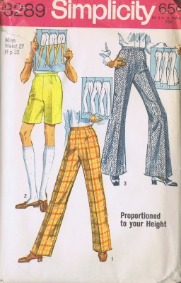 Vintage Pants Shorts 60s Sewing Pattern 8289 Simplicity HIP 38 Inches UNCUT