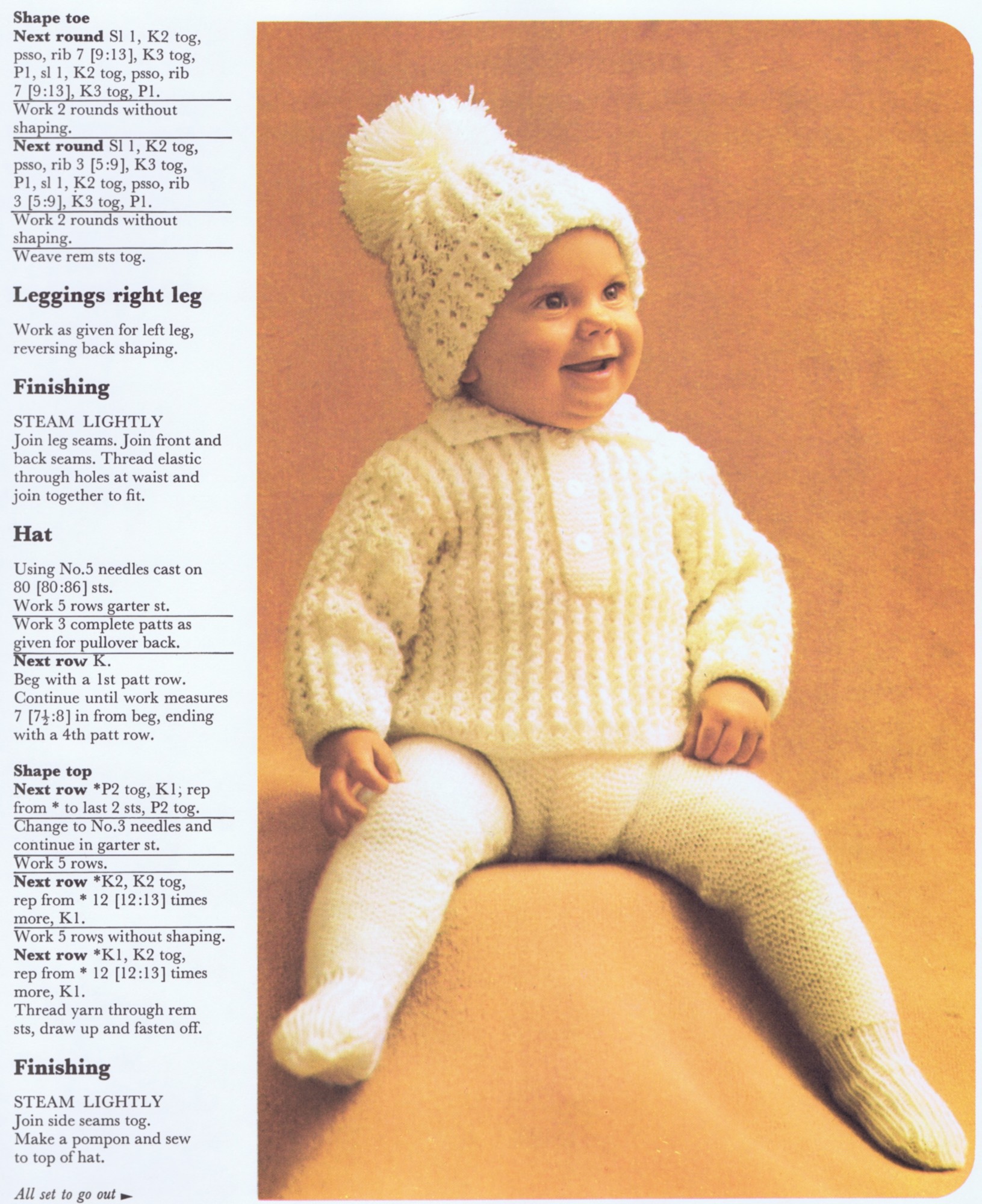 Knitting Lesson three piece knitted baby suit pattern