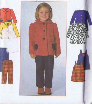 7872 Simplicity Girls Dress Coat Pants Jacket Sewing Pattern Size 2 to 4 Uncut