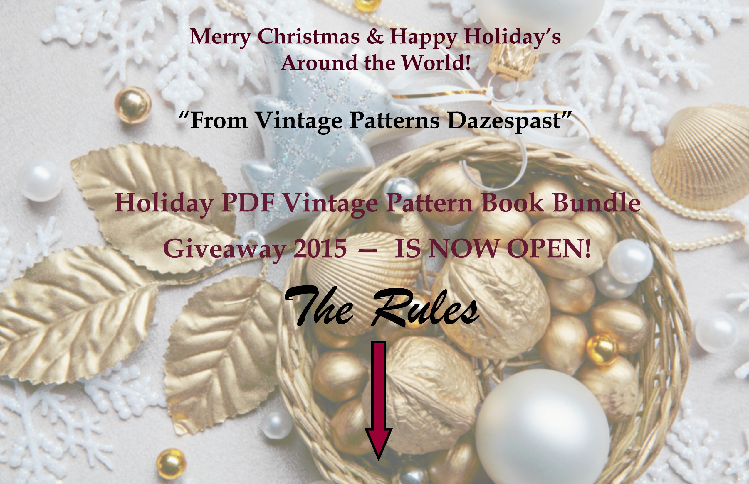 Holiday PDF Vintage Pattern Book Giveaway 2015 IS NOW OPEN!