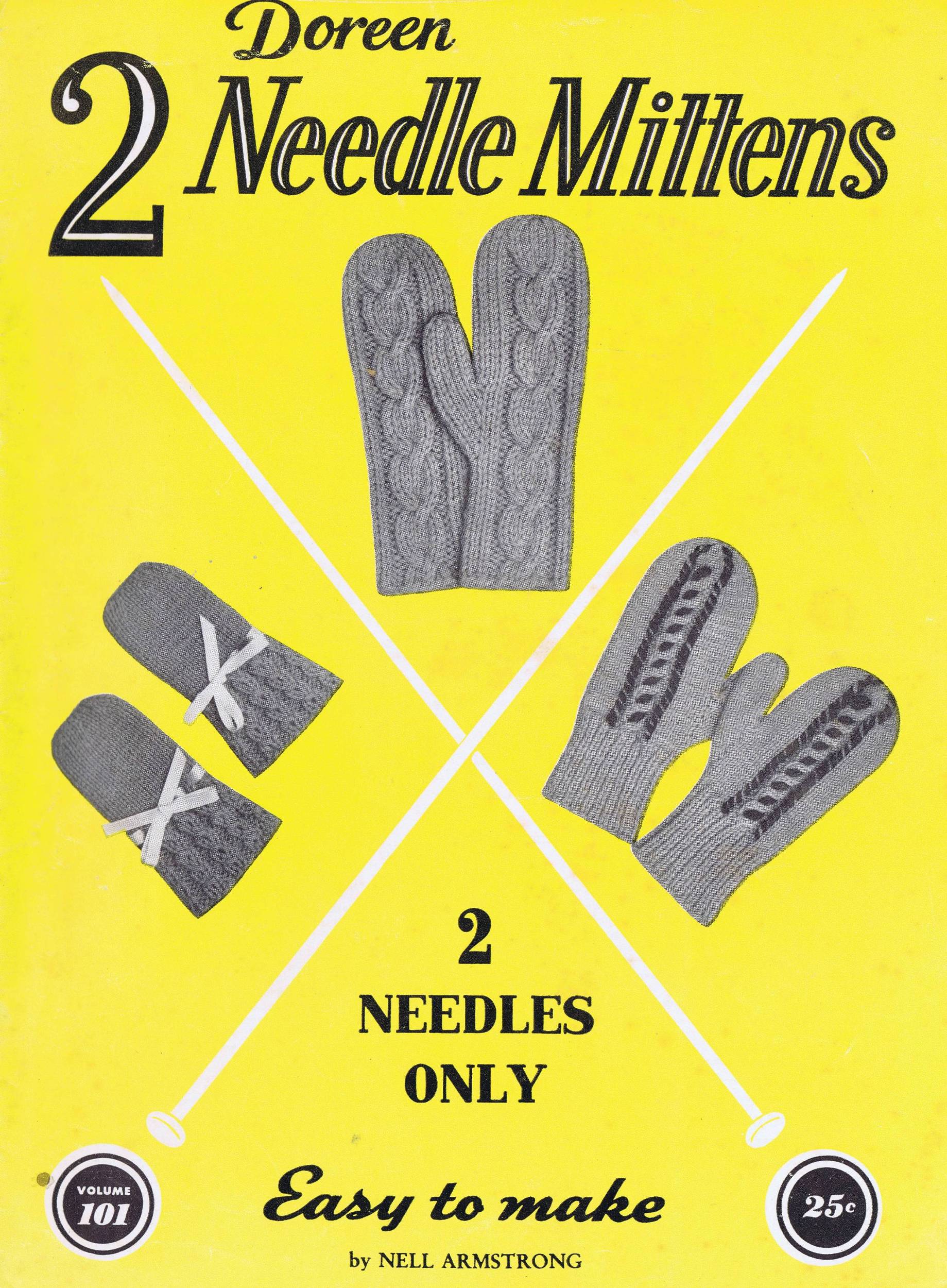 Doreen 2 Needle Mittens Vintage Knitting Patterns