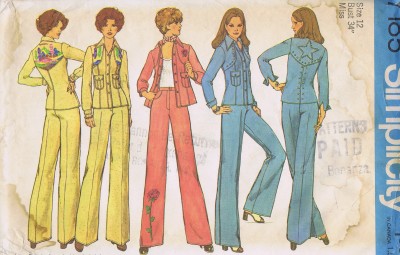 7185 Simplicity Sewing Pattern 1970s Pantsuit Size 12 Bust 34 Hip 36 Inches Uncut