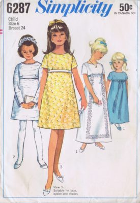 Girls Vintage Dress 6287 Simplicity Size 6