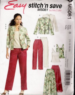 McCalls 5081 Jacket Pant Top Pattern Size 14-20