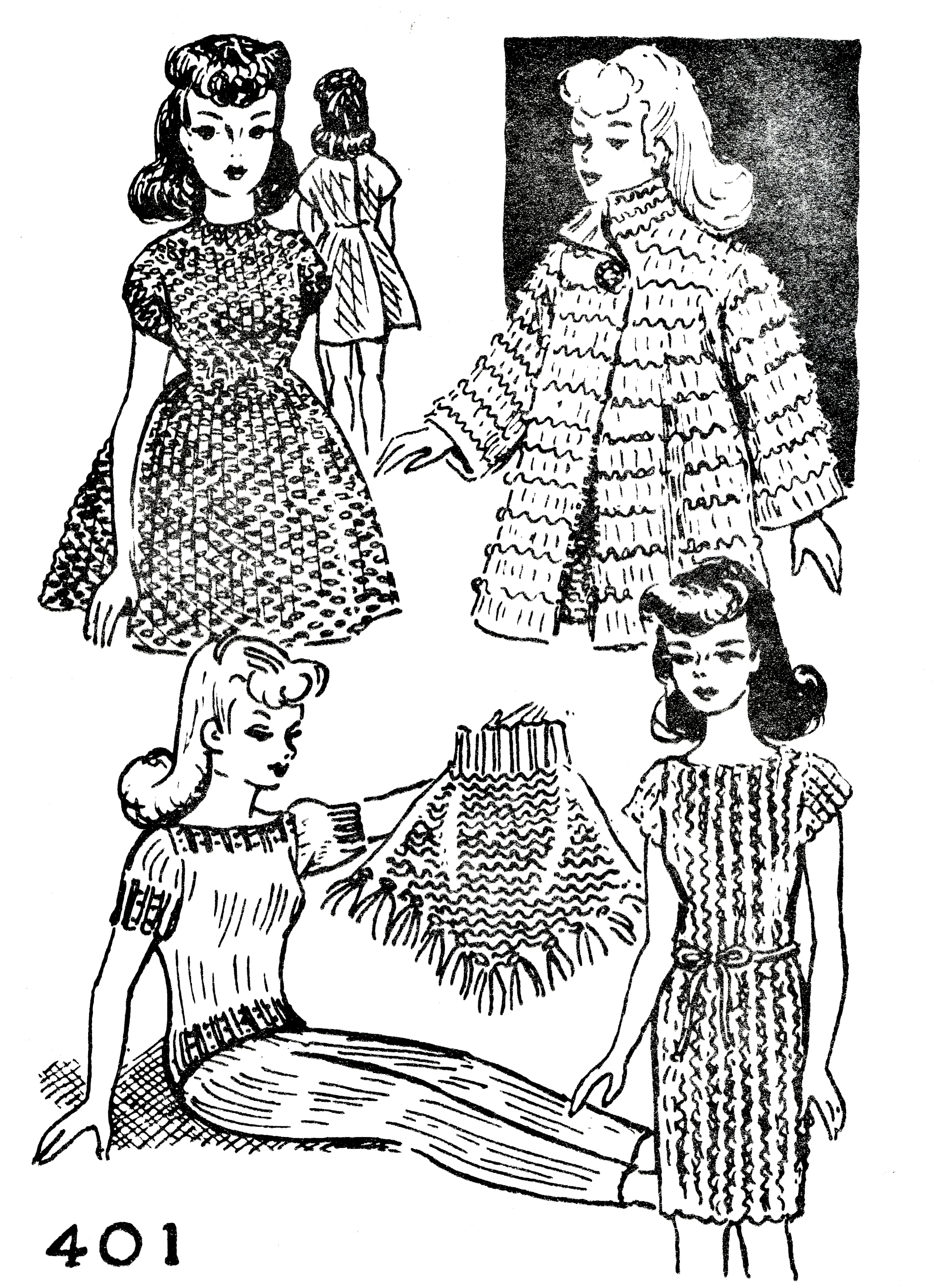 Free Fashion Doll Knitting Pattern Wardrobe - Vintage Patterns Dazespast  Blog