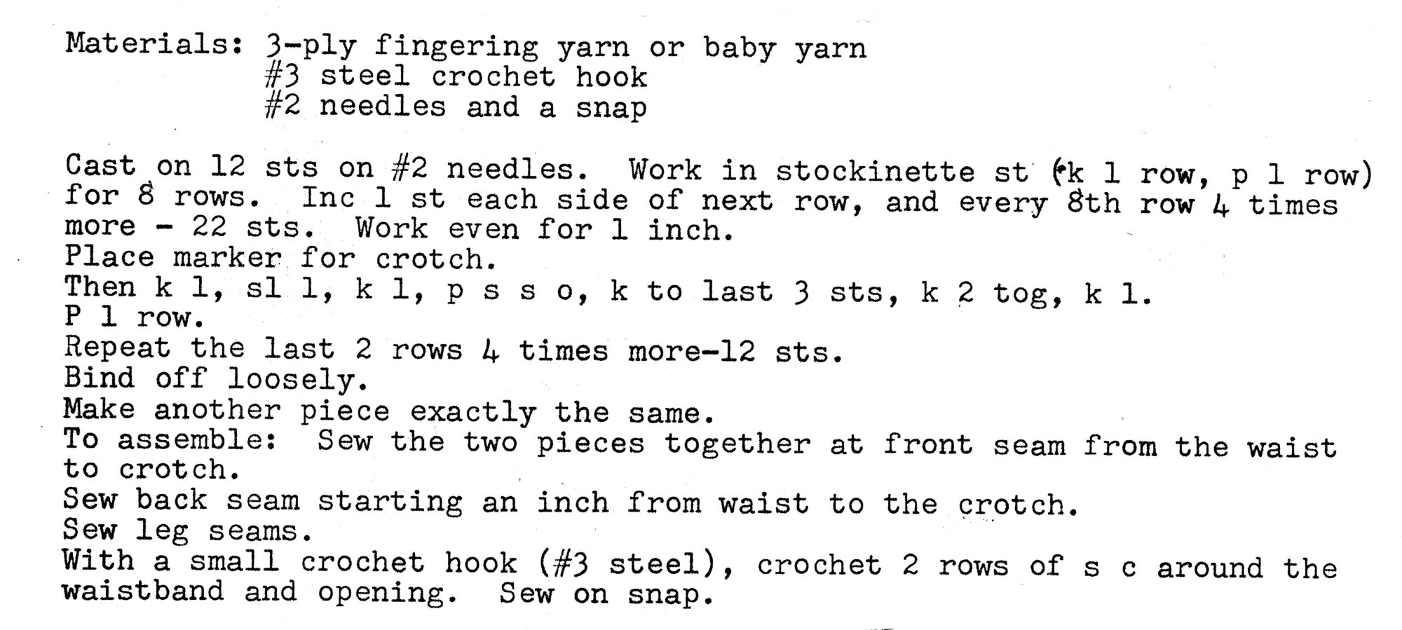 Knitted Pants Pattern for Fashion Dolls
