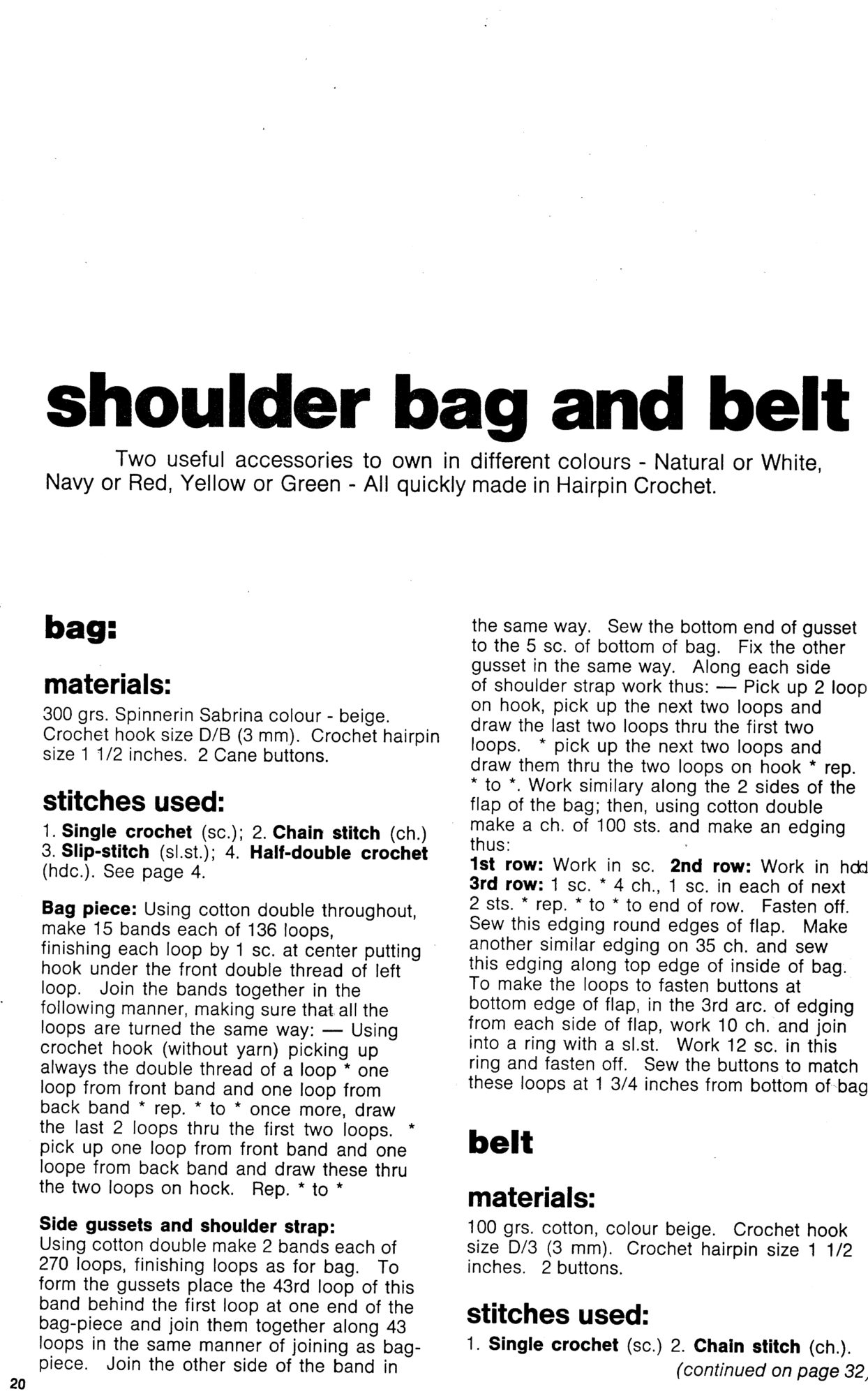 hairpin crochet shoulder bag belt