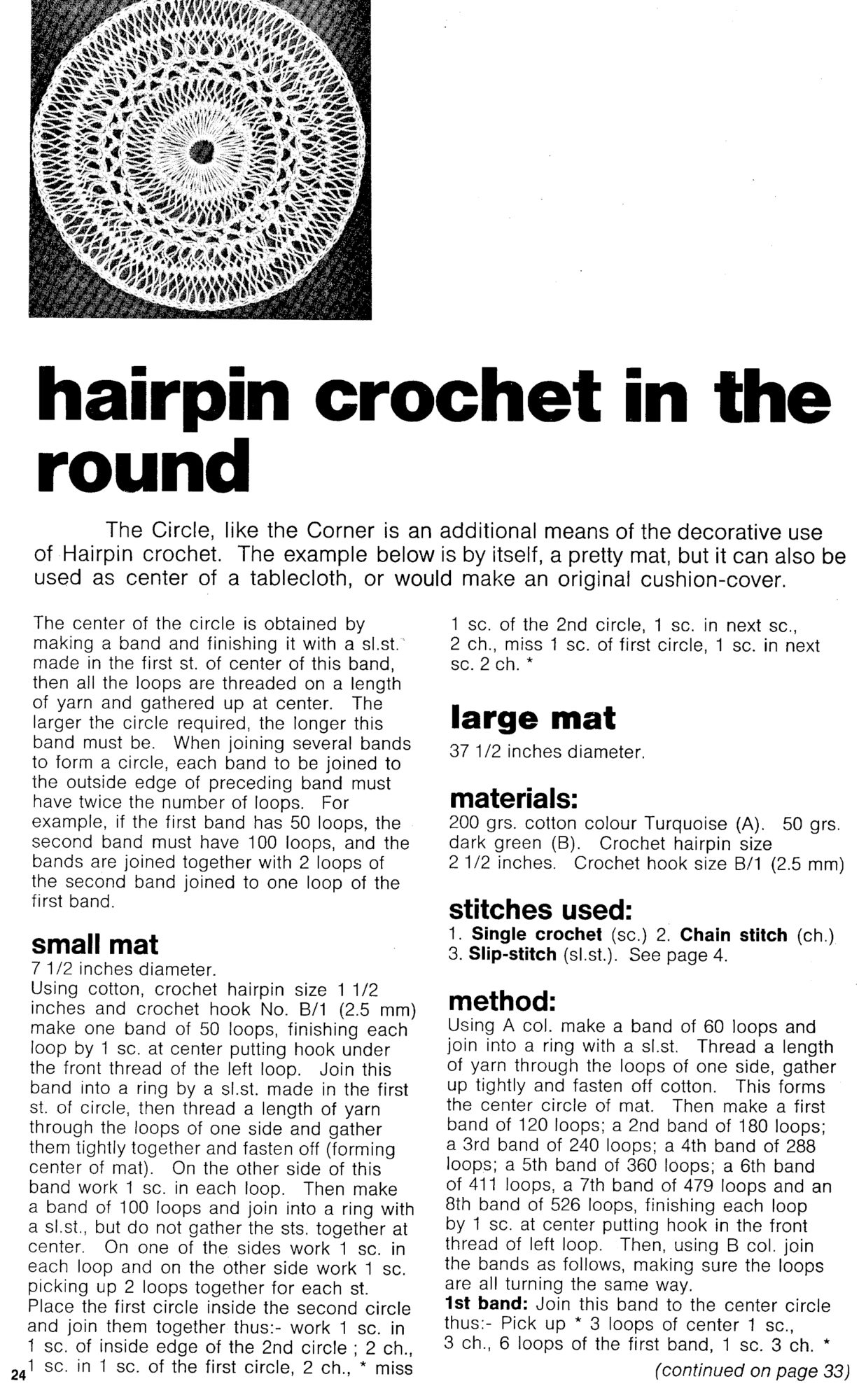hairpin crochet rounds