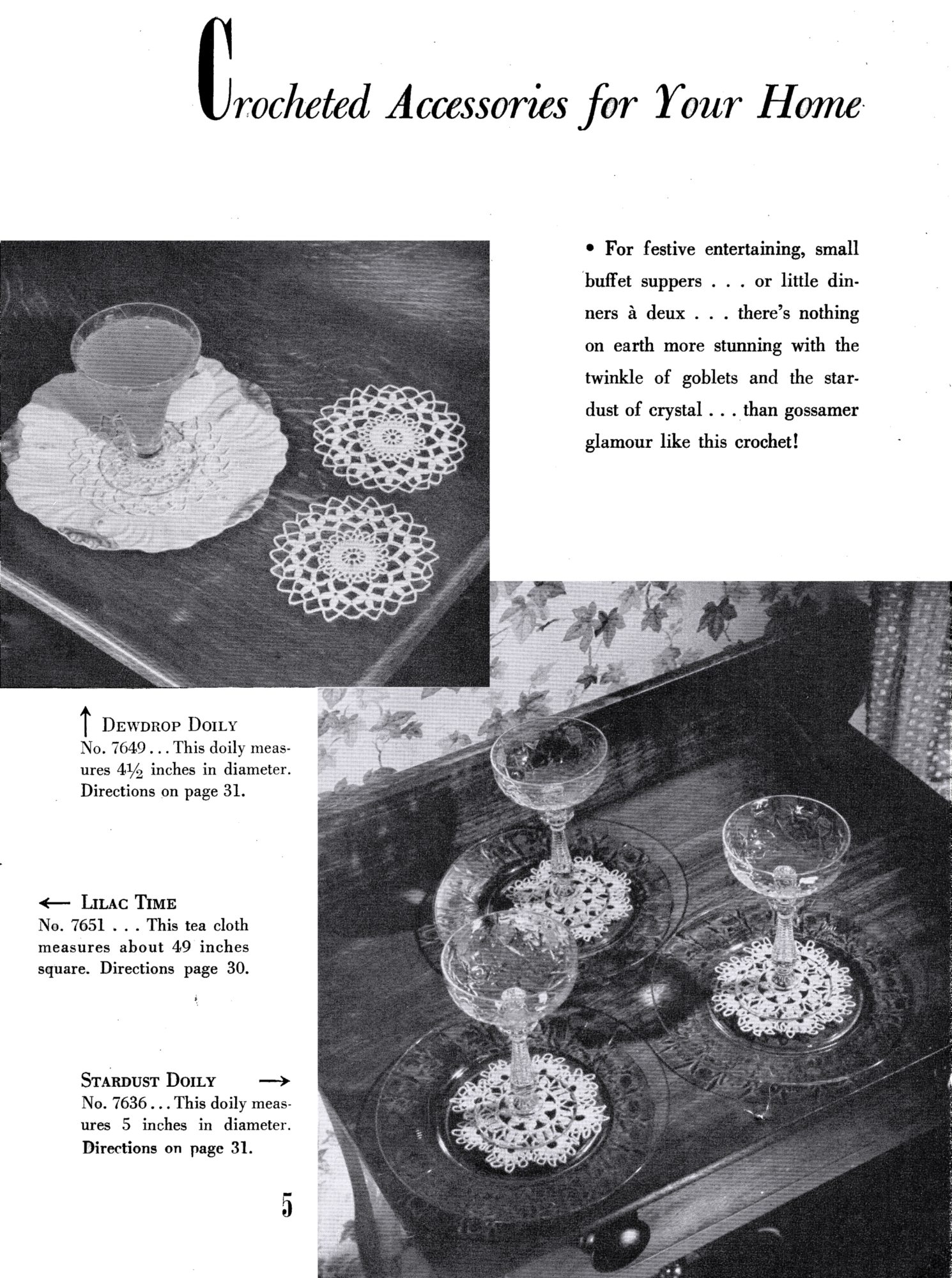 Vintage Crochet Tablecloth Patterns Dewdrop and Stardust Tumbler Doilies 
