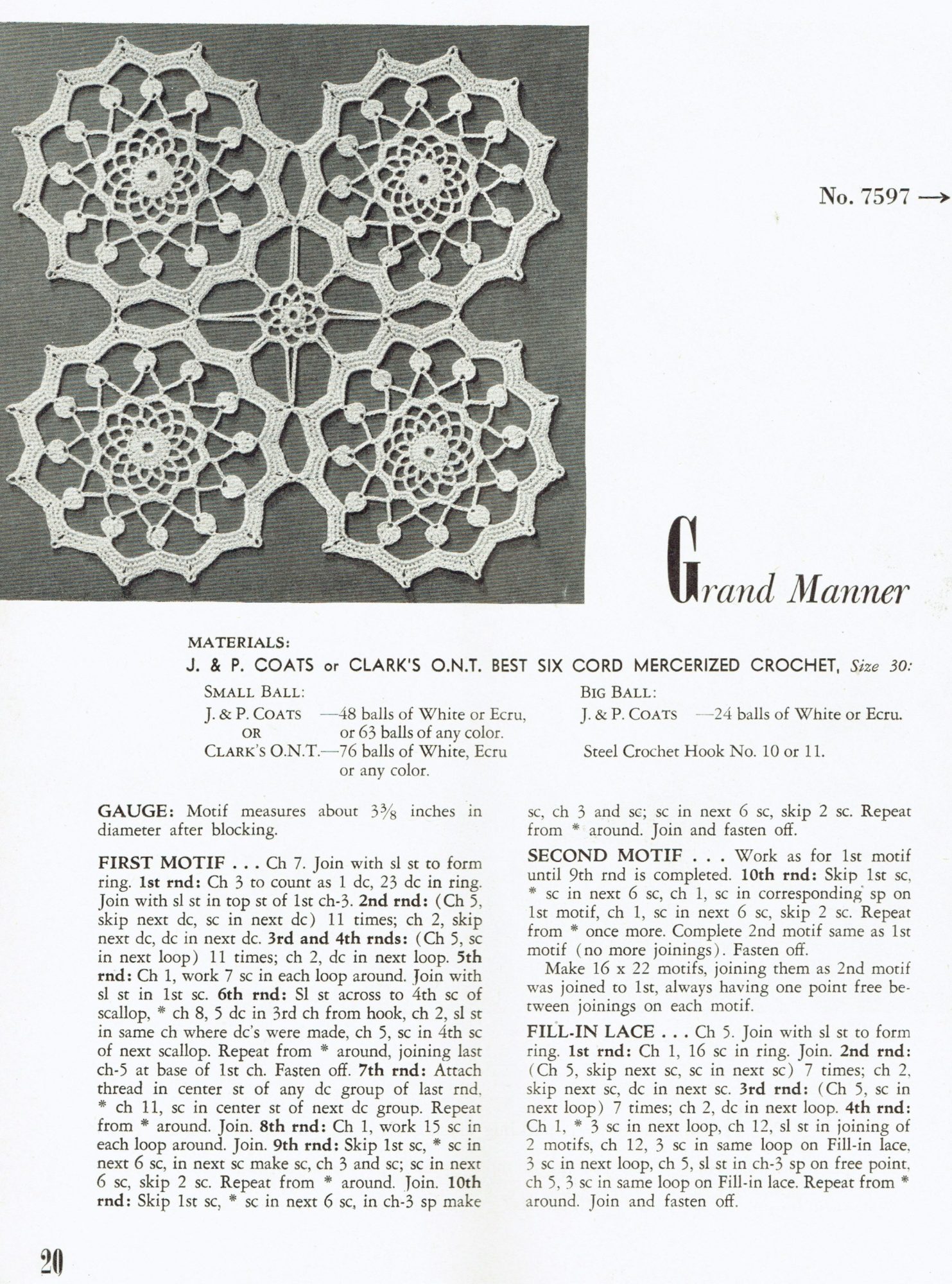 Grand Manner Crochet Medallion Tablecloth