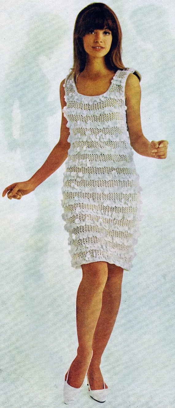 Bangle Sheath Dress Knitting Pattern Bust Sizes 34-40 Inches Sexy Paillettes Spring Summer