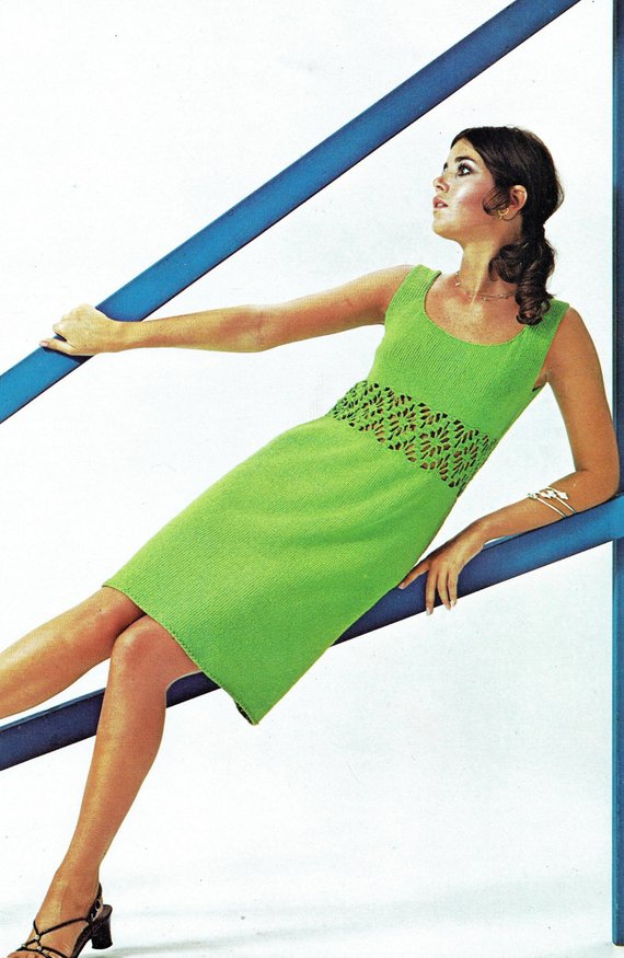 U Neckline Knitted Dress PDF Pattern Bust Size 33 to 36 inches