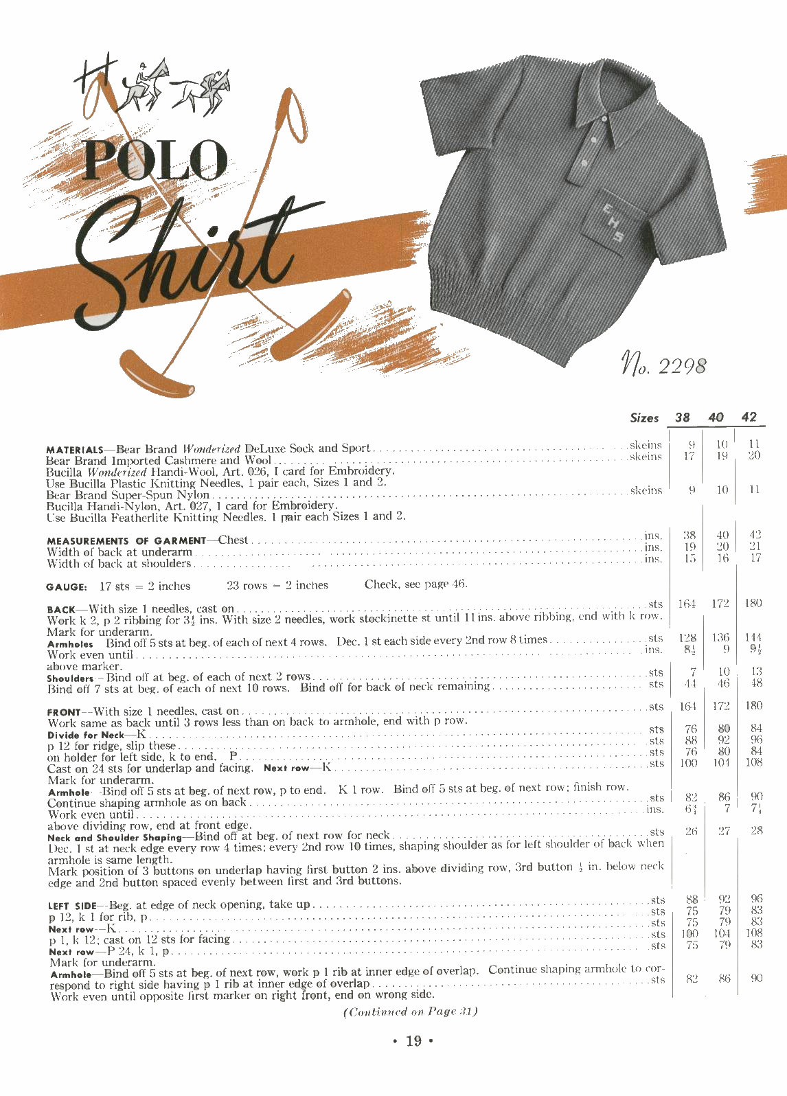 Vintage Polo Shirt Knit Pattern