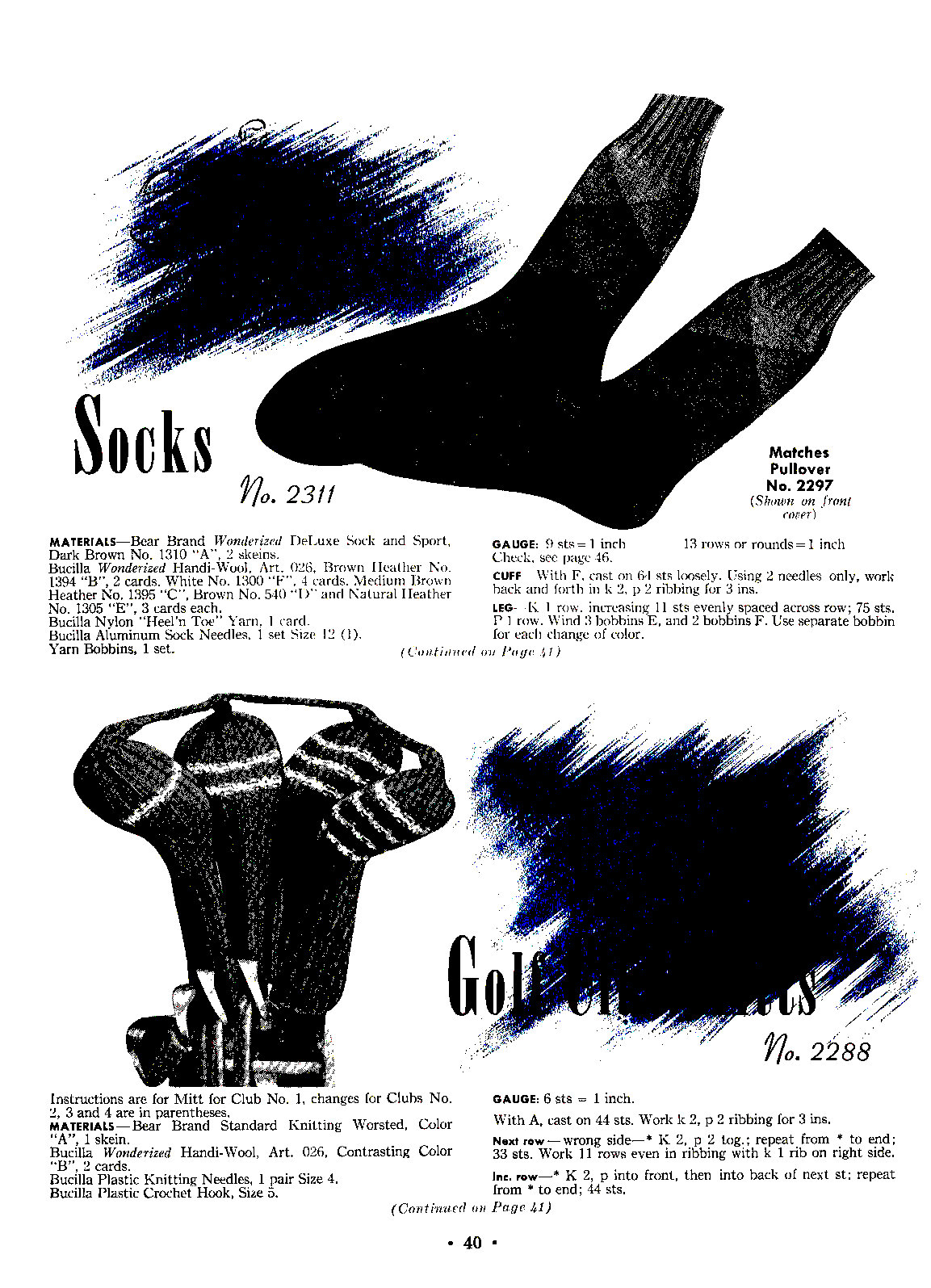 Vintage Men's Knitting Patterns Socks and Golf Mitts