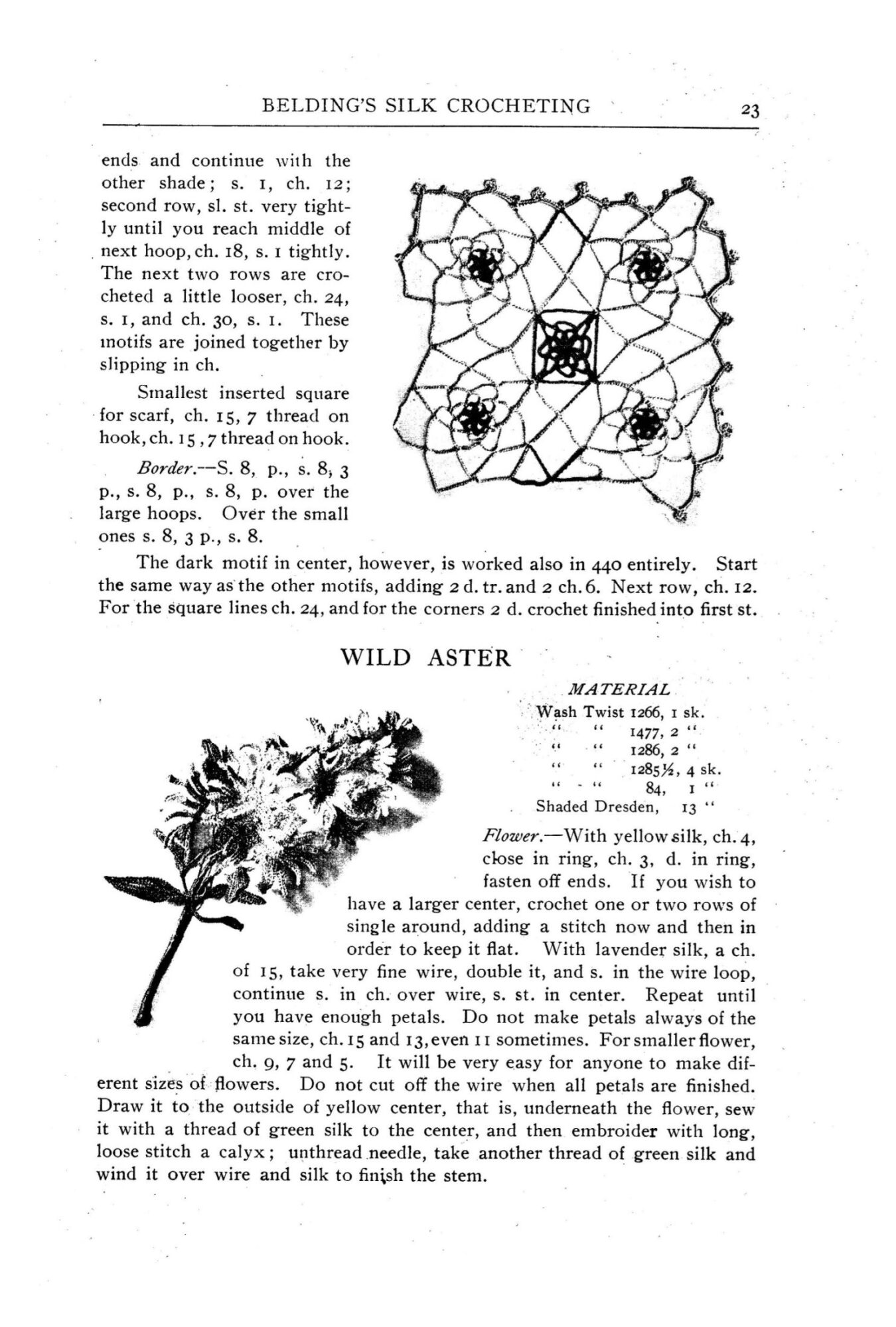 Wild Aster Vintage Silk Flower Pattern